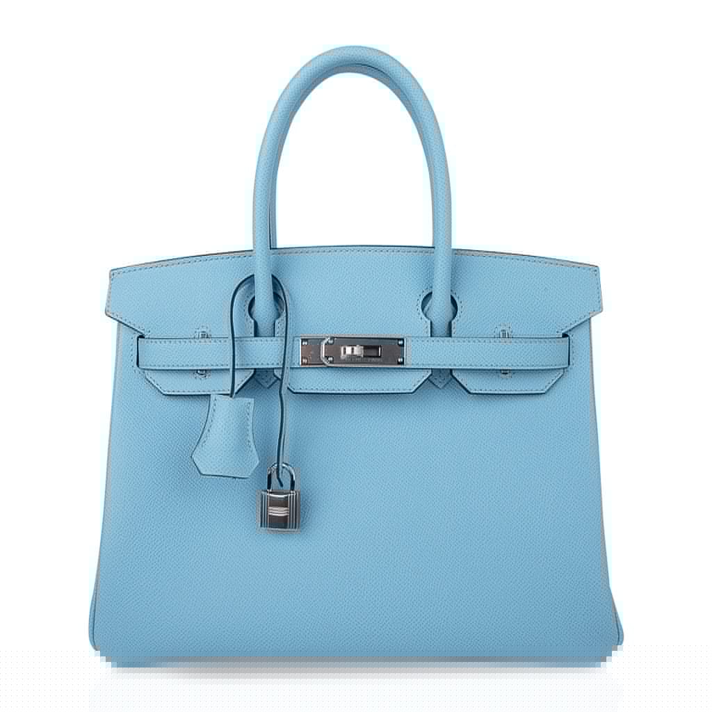 Blue Celeste Epsom Palladium Hardware New Bag